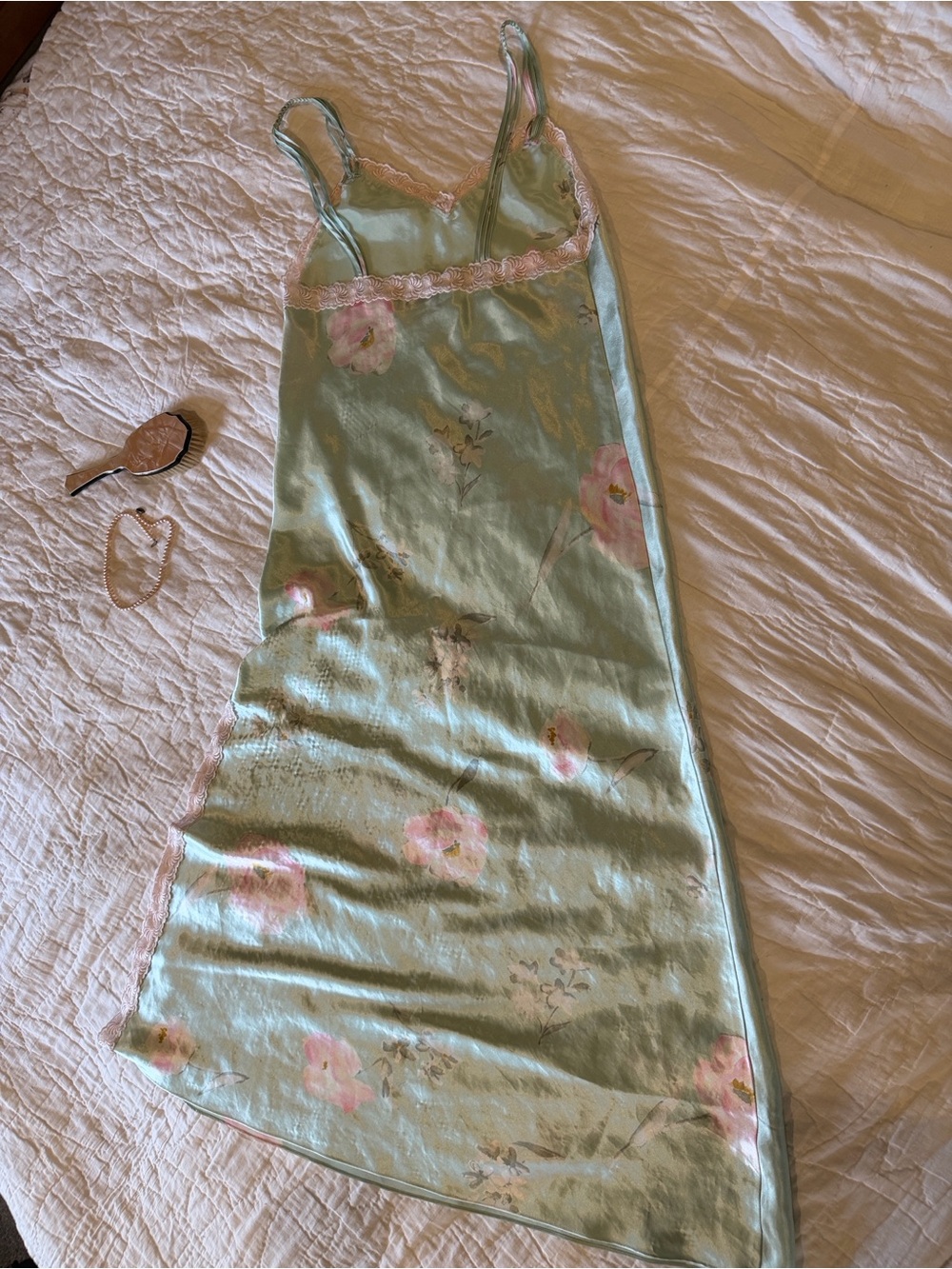 Dior Vintage Slip Dress Chemise Satin Floral Lace Pastels - Picture 4 of 9